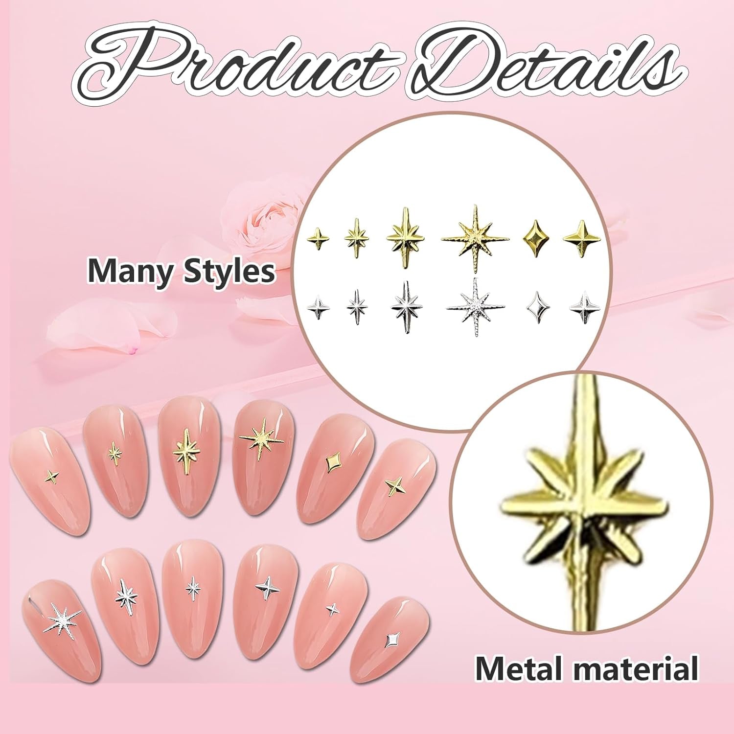 400 pcs Stern Nail Charms Gold Silver, Charms Nägel Zubehör, Nagel Deko, Nail Art Zubehör, Nagel Charms, Nagel Steine, Nail Design, Charms Für Nägel
