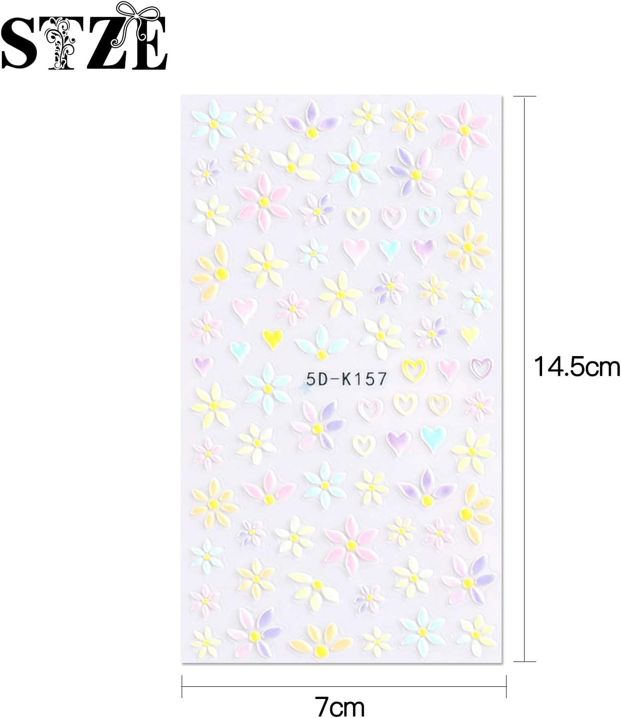 JMEOWIO 3D Nagelsticker Frühling Blumen 5 Blatt Nagelaufkleber 5D Stereoskopisch Selbstklebend Bunte Blüte Nail Art Sticker Décoration Nageldesign Zubehör