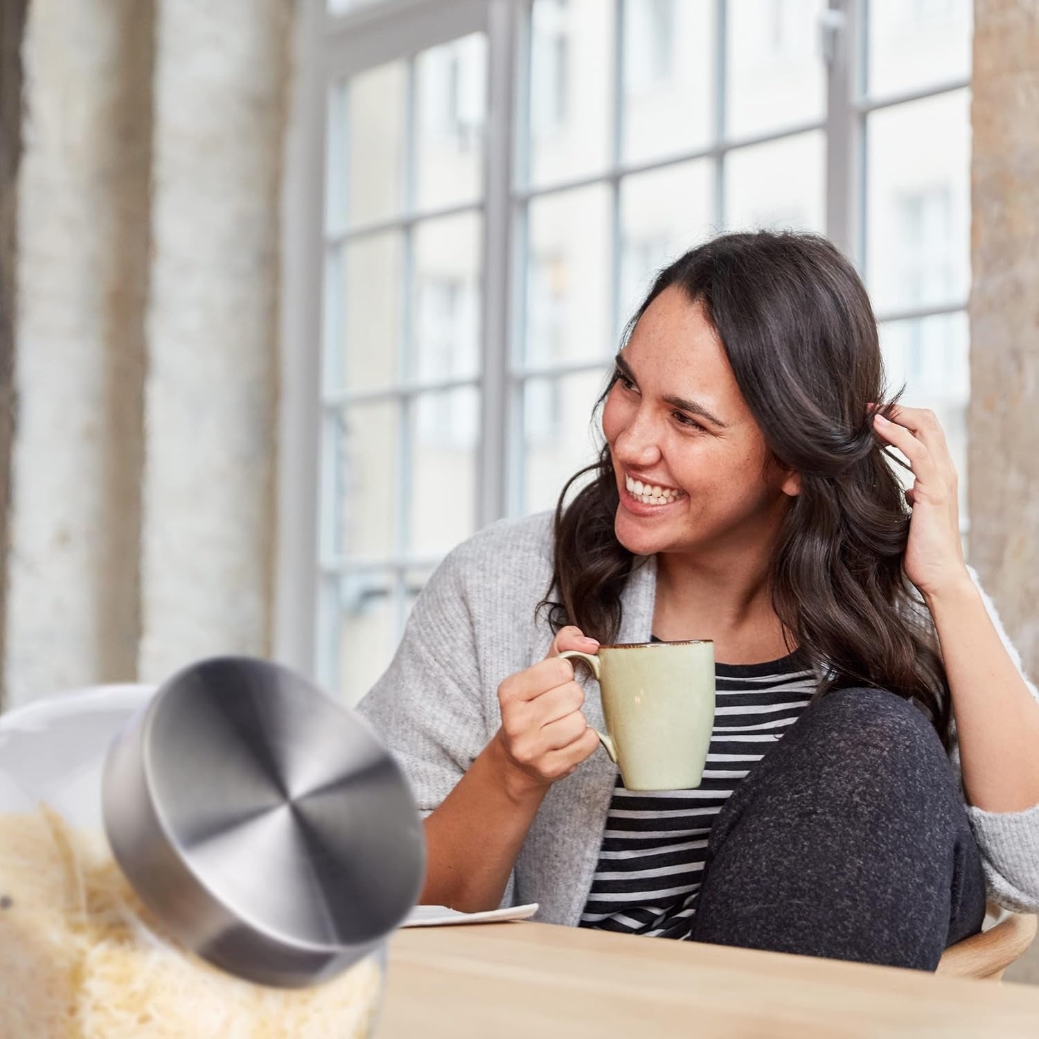 Relaxdays Lot de 4 Pots à Bonbons 1,5 L Pots de Conservation pour Aliments sucrés Candy Bar Couvercle en Acier Inoxydable Transparent Argent Boîtes de Conservation des Aliments Naty Shop