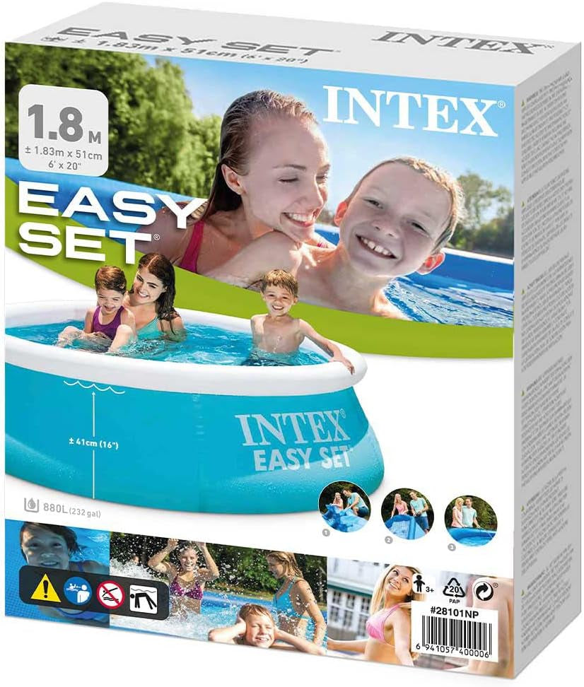 Piscine Easy Set - Piscine hors sol - Pour enfant, 183cm x 183cm x 51cm et Bâche Easy Set - Bâche de piscine - Ø 244 cm - Pour piscines Easy Set