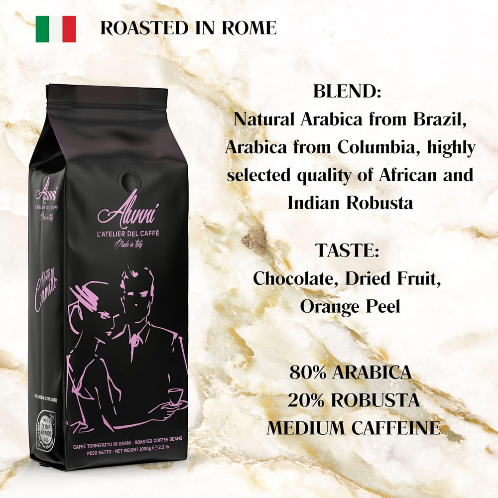 Ganze Kaffeebohnen, mittelgeröstet, Espresso, beste Crema, 1 kg, italien authentique, Premium-Qualität, überlegenes Aroma in allen Kaffeemaschinen, blue Etikett, 20 % Arabic, 80 % Robusta,