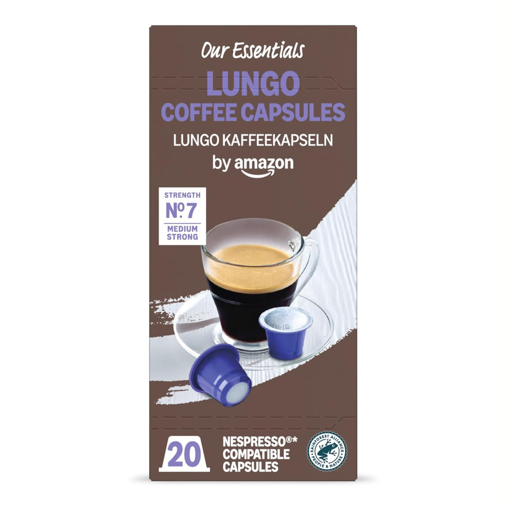 par Amazon Lungo Kaffee-Kunststoffkapseln, compatible Nespresso, 20 Stück, Packung mit 1 – Rainforest Alliance certifié