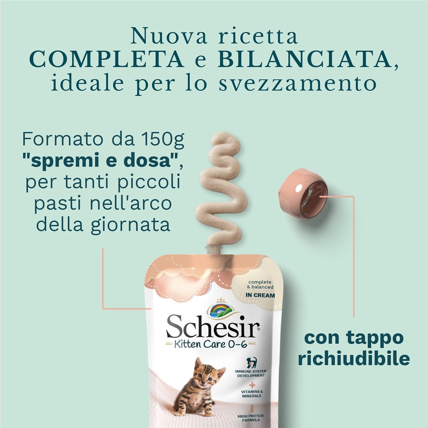 Nourriture humide pour petits chats à la crème de poulet et au poulet - Nourriture humide pour petits chats - Nourriture humide pour chats à la crème de poulet, sans céréales, riche en protéines, vitamines et minéraux (20 sachets x 150 g)