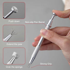 200 Stück Nail Art Schwamm Mit Metallgreifer, Nageldesign Zubehör Schwammpinsel, Um Eine Vielzahl Von Gradient Nail Art Patterns Zu Erstellen(Weiß)