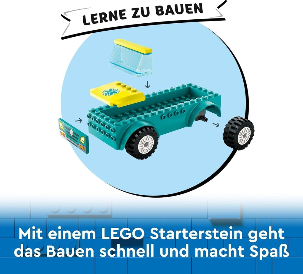 LEGO City Ambulance et snowboarder, Ambulance Playset avec voiture jouet et 2 figurines, figurine de snowboarder et paramédic, cadeau imaginatif pour garçons et filles à partir de 4 ans 60403 Jeux de construction Besuche den LEGO-Store