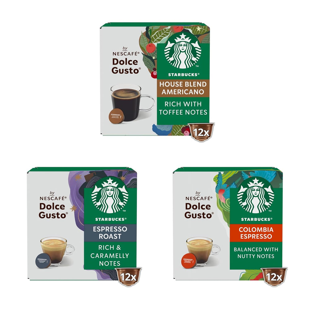 STARBUCKS Probierset, Espresso-Varianten by Nescafé Dolce Gusto Kaffeekapseln 6 x 12 (72 Kapseln) - Exclusif bei Amazon