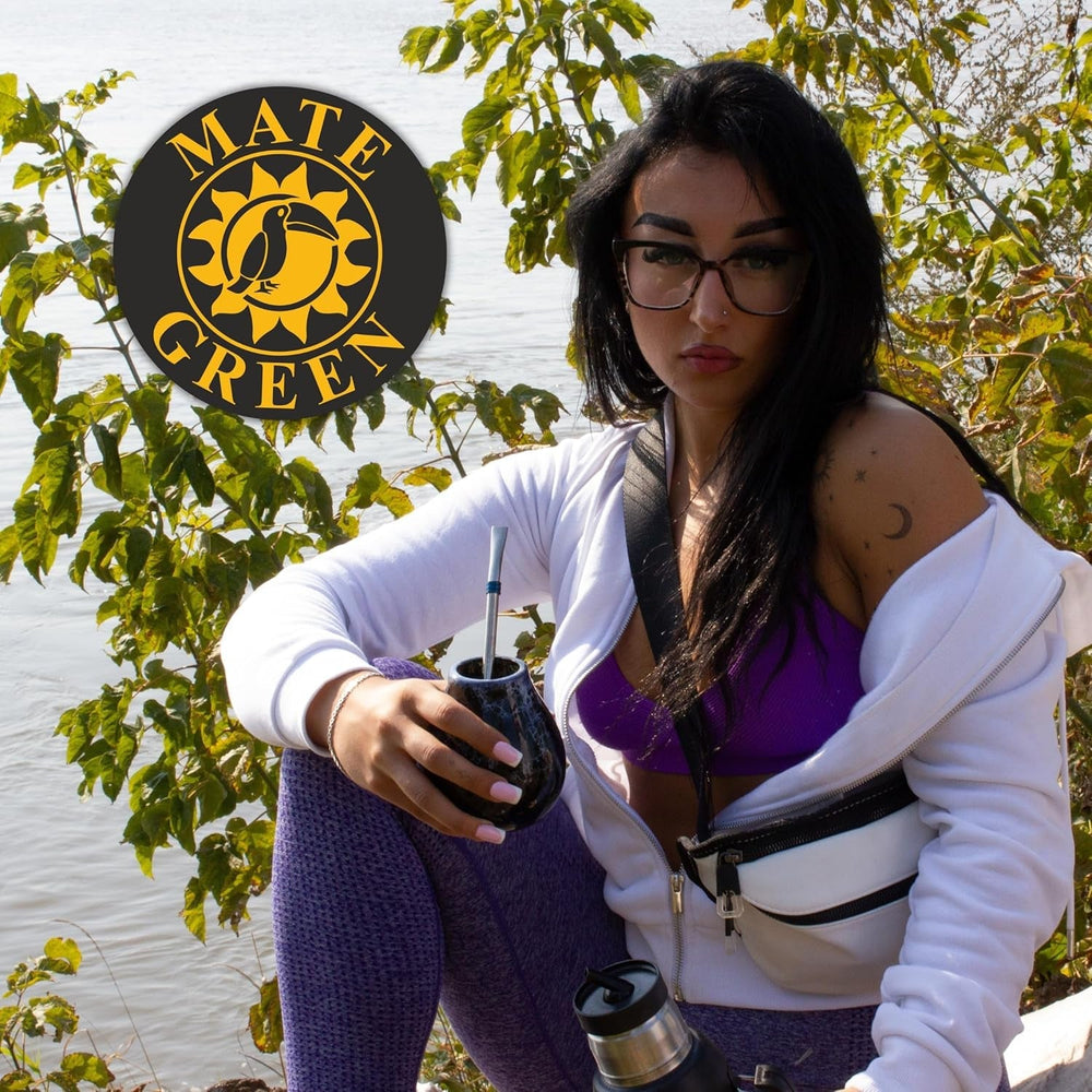 Set de ceai Yerba Mate pentru 2 persoane – Mas Energia Guarana 400 g – Cană din ceramică Marmol Blue 350 ml – Bombilla din oțel inoxidabil 19 cm – Ceai vrac 2 x 200 g