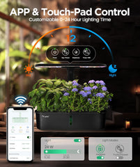 LPH-Air Kits de systèmes de culture hydroponique WiFi contrôlé par application 24 W Smart Indoor Garden Grow Light Spectre complet 10 capsules Jardinière Kit cadeau de jardinage intérieur