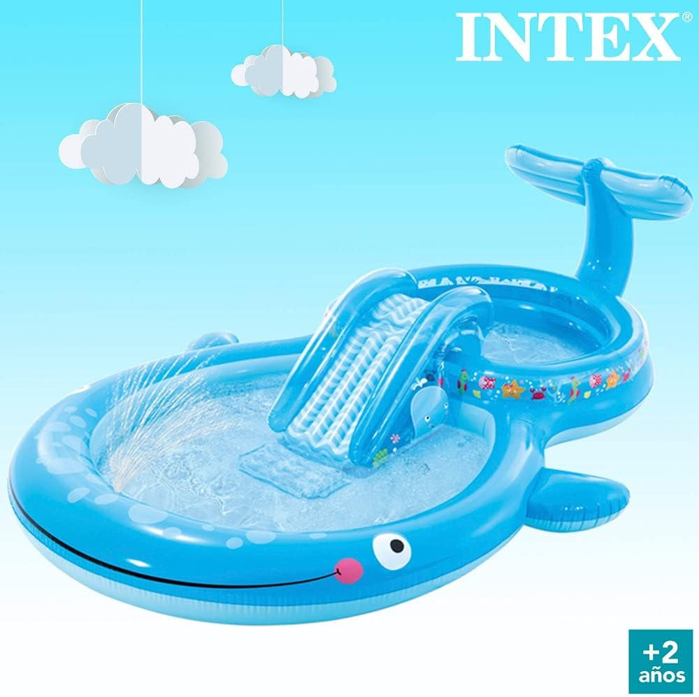 Intex 57176NP - Centre de jeu gonflable Baleine, vinyle, bleu, 373x234x99 cm
