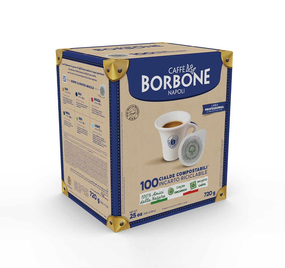 Caffè Borbone Kompostierbare Kaffeepads, Gold-Kaffeemischung - 100 tampons - Compatible avec les tampons en papier ESE System 44 mm