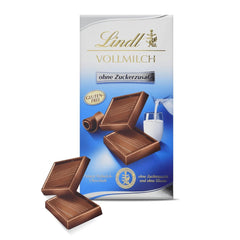 Chocolat au lait Lindt sans sucre ajouté | Barre 100g | Le meilleur et sans gluten | Cadeau chocolat
