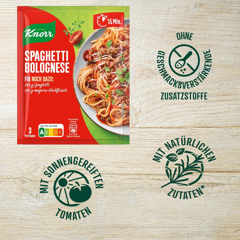 Knorr Fix Würzmischung Spaghetti Bolognese pour un délicieux plat de nouilles avec des ingrédients naturels 40 g