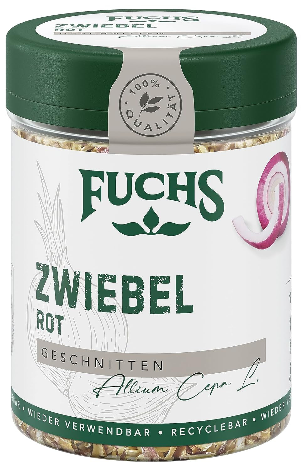 Fuchs Gewürze - Zwiebel rot geschnitten - Gewürz für Pürees, Salad oder Brotaufstriche - ingrédients naturels - 40 g en wiederverwendbarer, recyclebarer Dose