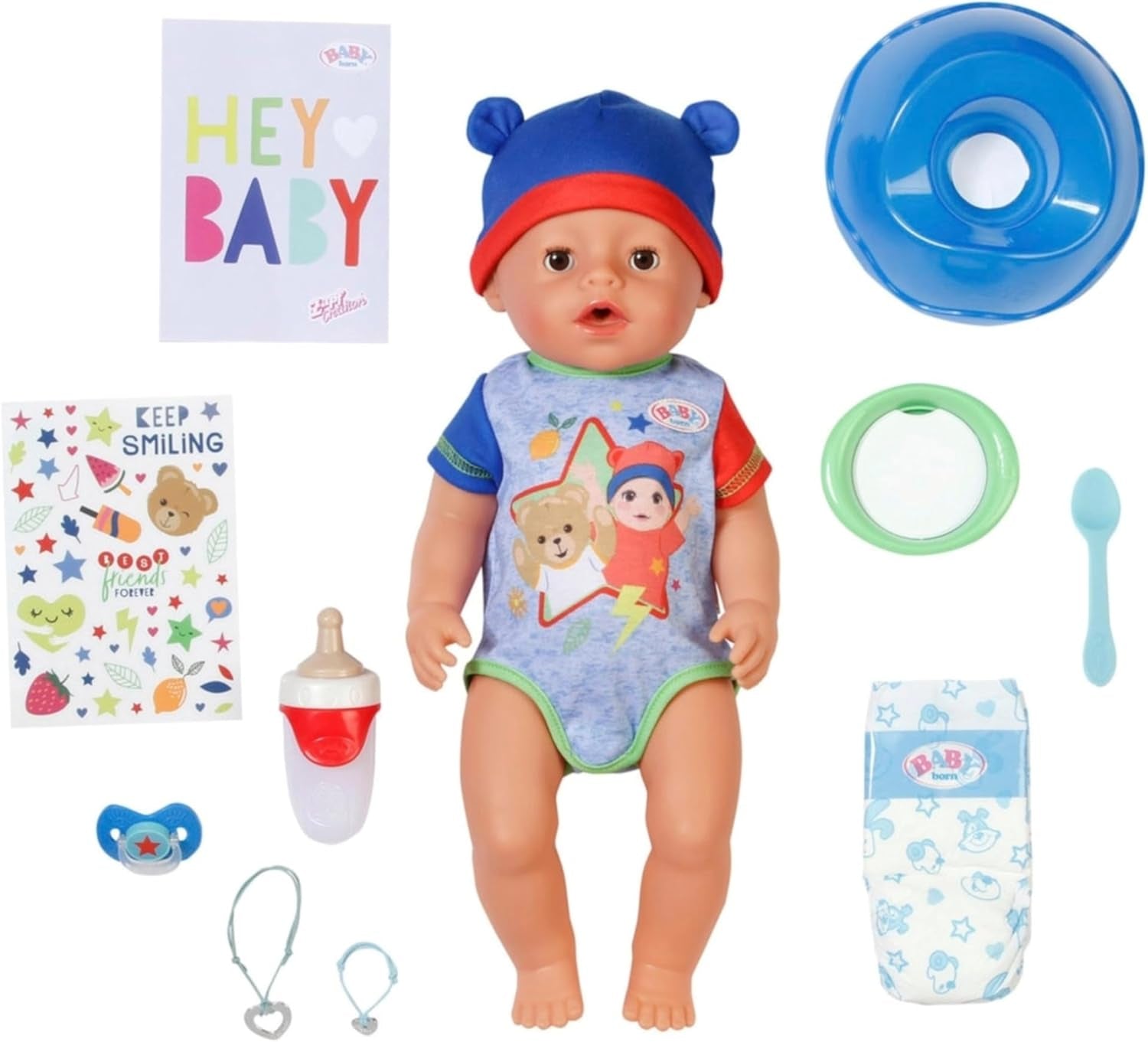 BABY Born Jonas - poupée 43 cm - 10 fonctions dont accessoires et matelas - Fonctionne entièrement sans piles - Convient aux enfants à partir de 3 ans