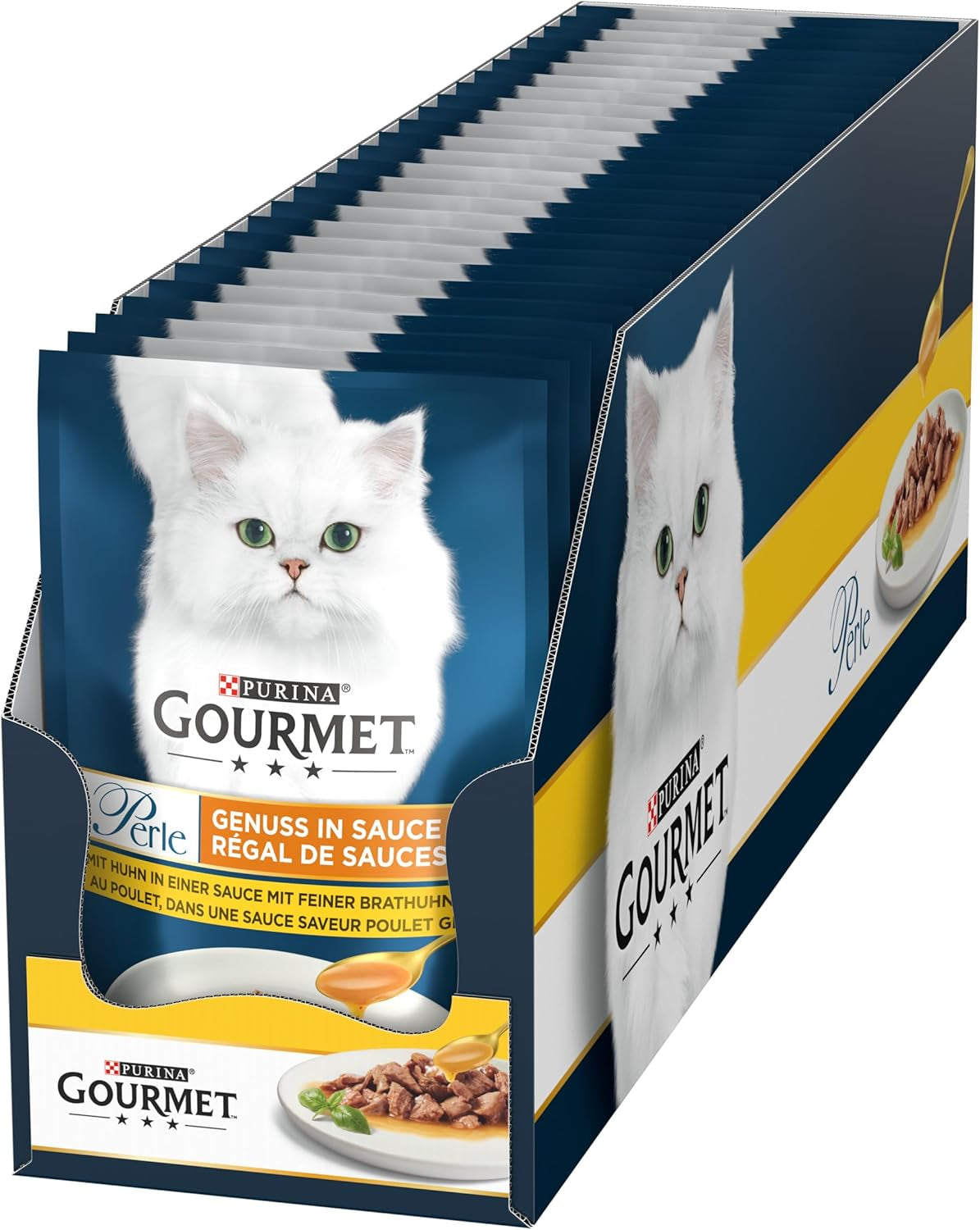 Gourmet Perle Delight nourriture humide pour chat en sauce au poulet, paquet de 26 (26 x 85g)