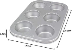 Moule à muffins en acier au carbone antiadhésif à 6 trous CSB108, acier inoxydable, argent, 28,9 x 17,7 x 3,1 cm Moules et plateaux de cuisson Naty Shop