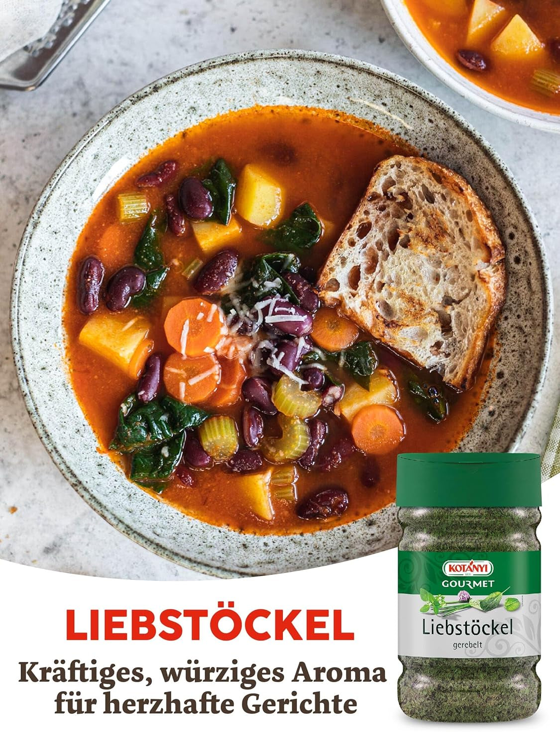 Kotanyi Liebstöckel gerebelt, Gewürze für Grossverbraucher und Gastronomie, 1200 ml, 160 g