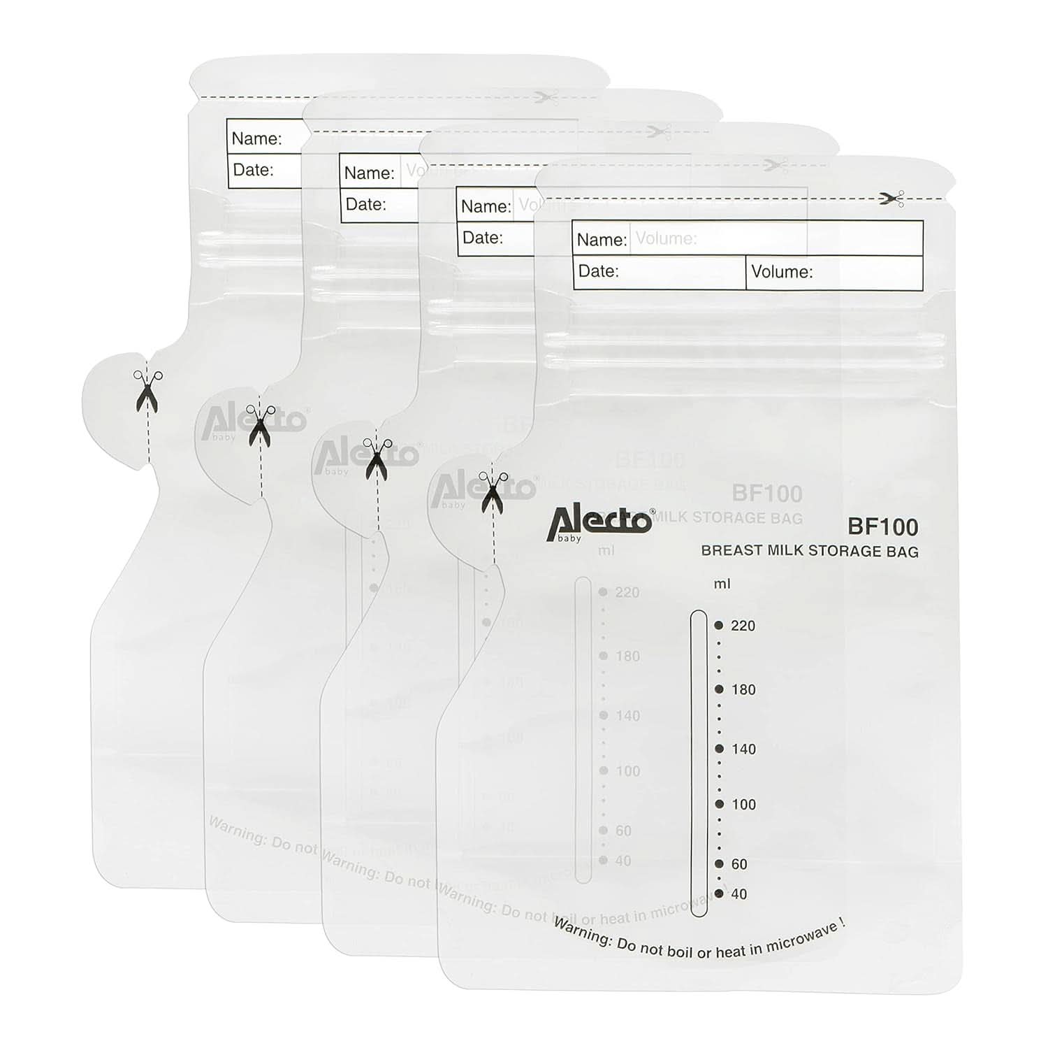 BF100 Pungă de depozitare pentru lapte matern - Pungă pentru lapte matern - capacitate 220 Ml - 100 bucăți - Transparent Accesorii Hrana si Alaptare Bebe Naty Shop