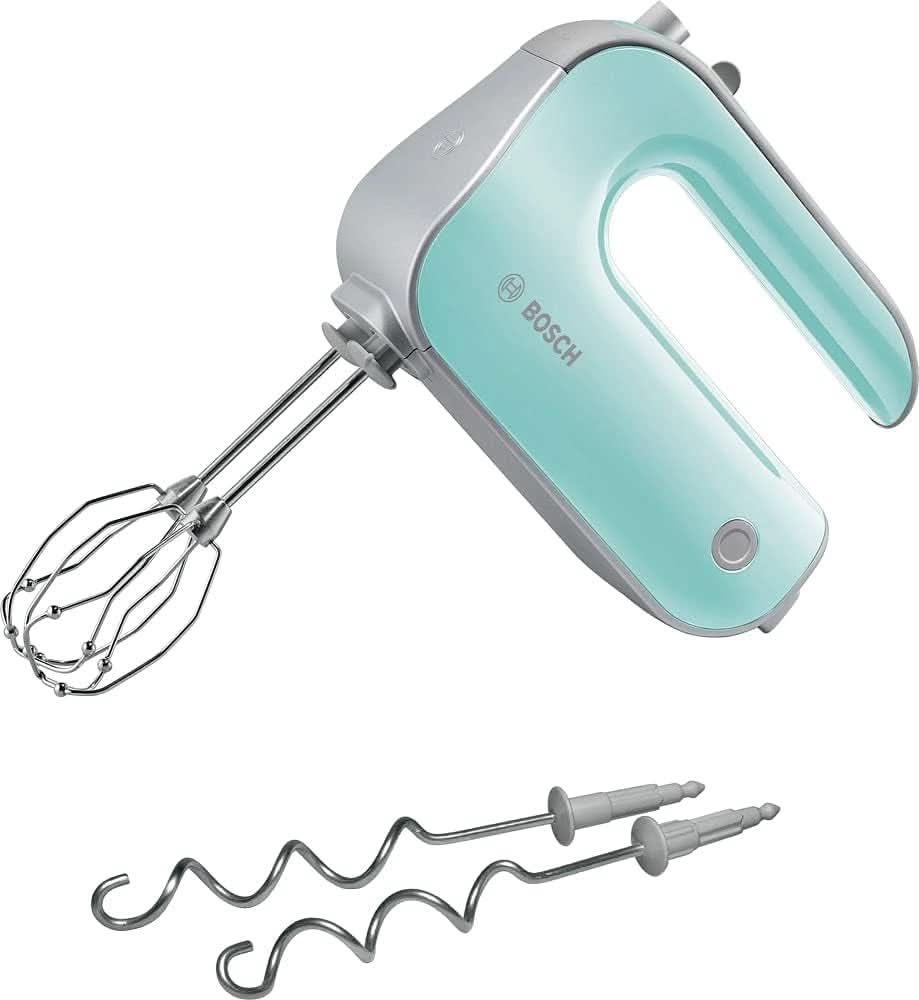 Bosch Handrührer Styline MFQ4835DE, 2X2 Rührbesen, 2 Edelstahl-Nethaken, Spülmaschinengeeignet, 575 W, Weiß Kitchen Naty Shop Menthe Turquoise/Argent