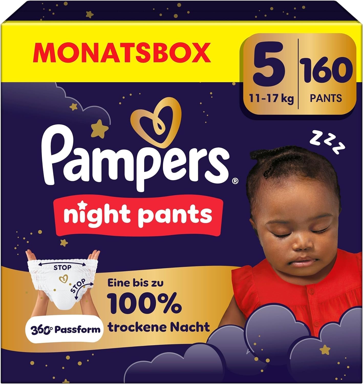 Les couches Pampers Night Pants taille 6, 138 pièces, 13 kg-19 kg, offrent une protection supplémentaire pour toute la nuit.