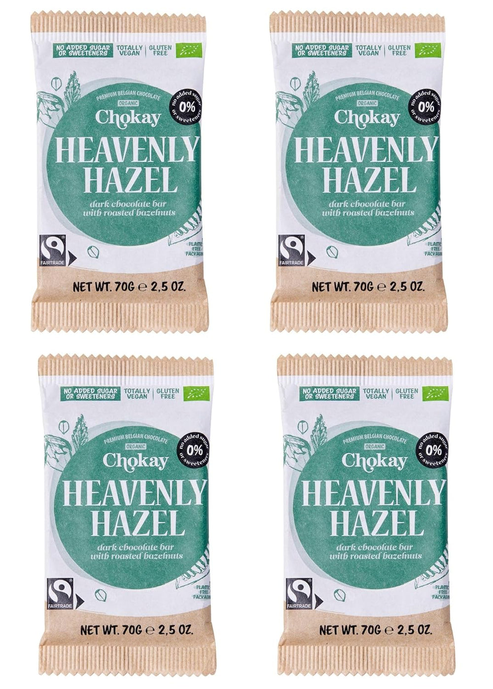 Barre biologique - Ensemble d'échantillons de 4 pièces/Amazing Black, Noisette, Pecan Caramel, Amande salée/Sans sucre ajouté, sans édulcorants/VÉGAN, SANS GLUTEN ET COMMERCE ÉQUITABLE / 4 x 70g