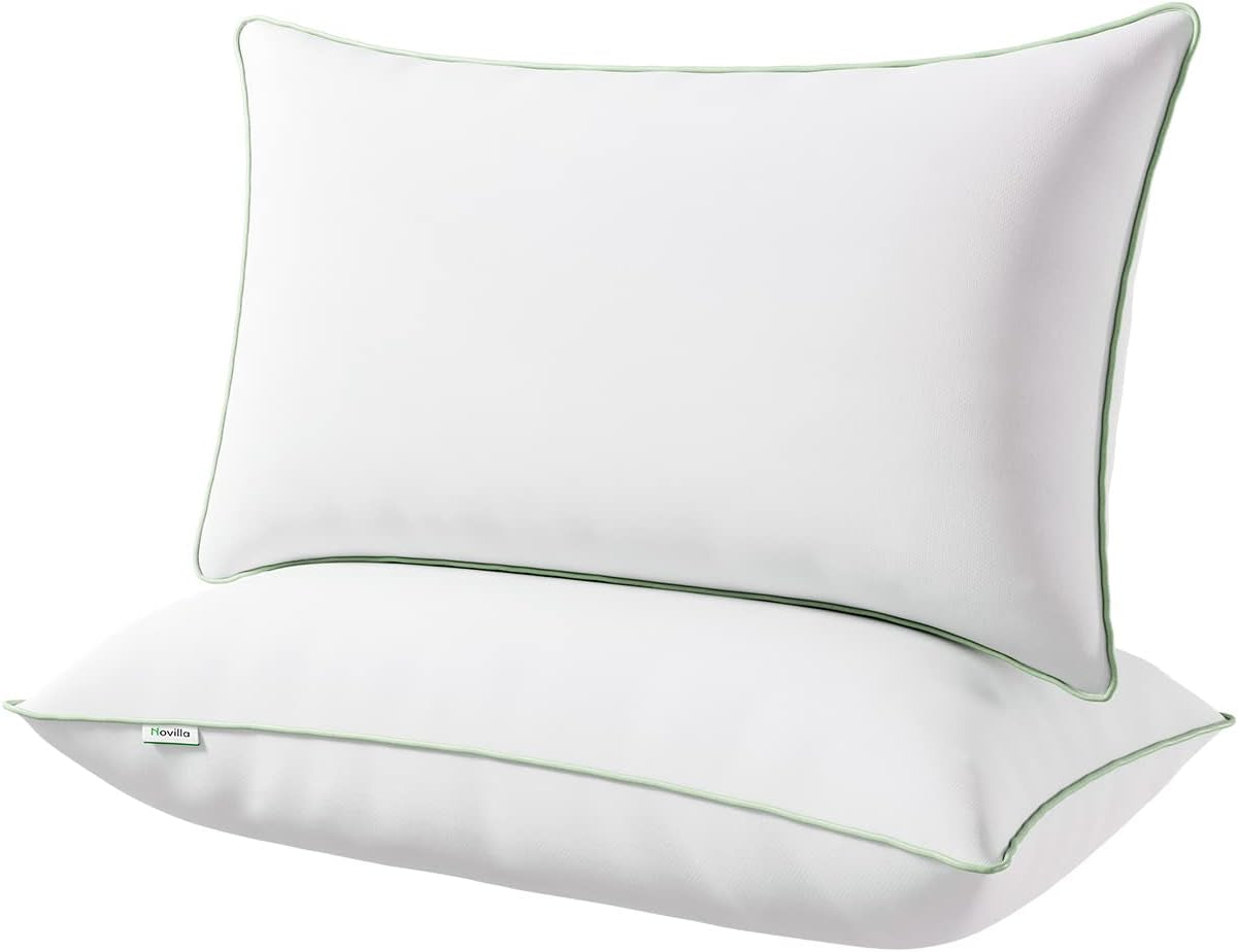 Novilla Pillow 65X65 Set de 2, 2800G (1400Gx2) Pernă reglabilă în înălțime Pernă pătrată de dormit Pernă albă de pat cu zip față de pernă lavabilă Perne standard Naty Shop Seria 10 40X80Cm (2 bucăți)