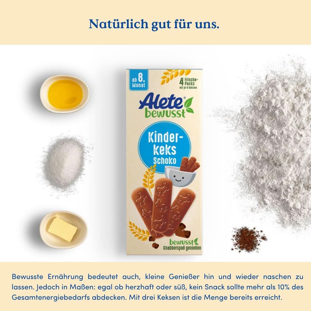 Alete consciemment Chocolat avec biscuits pour enfants, à partir du 8ème mois, Mère et Enfant Naty Shop