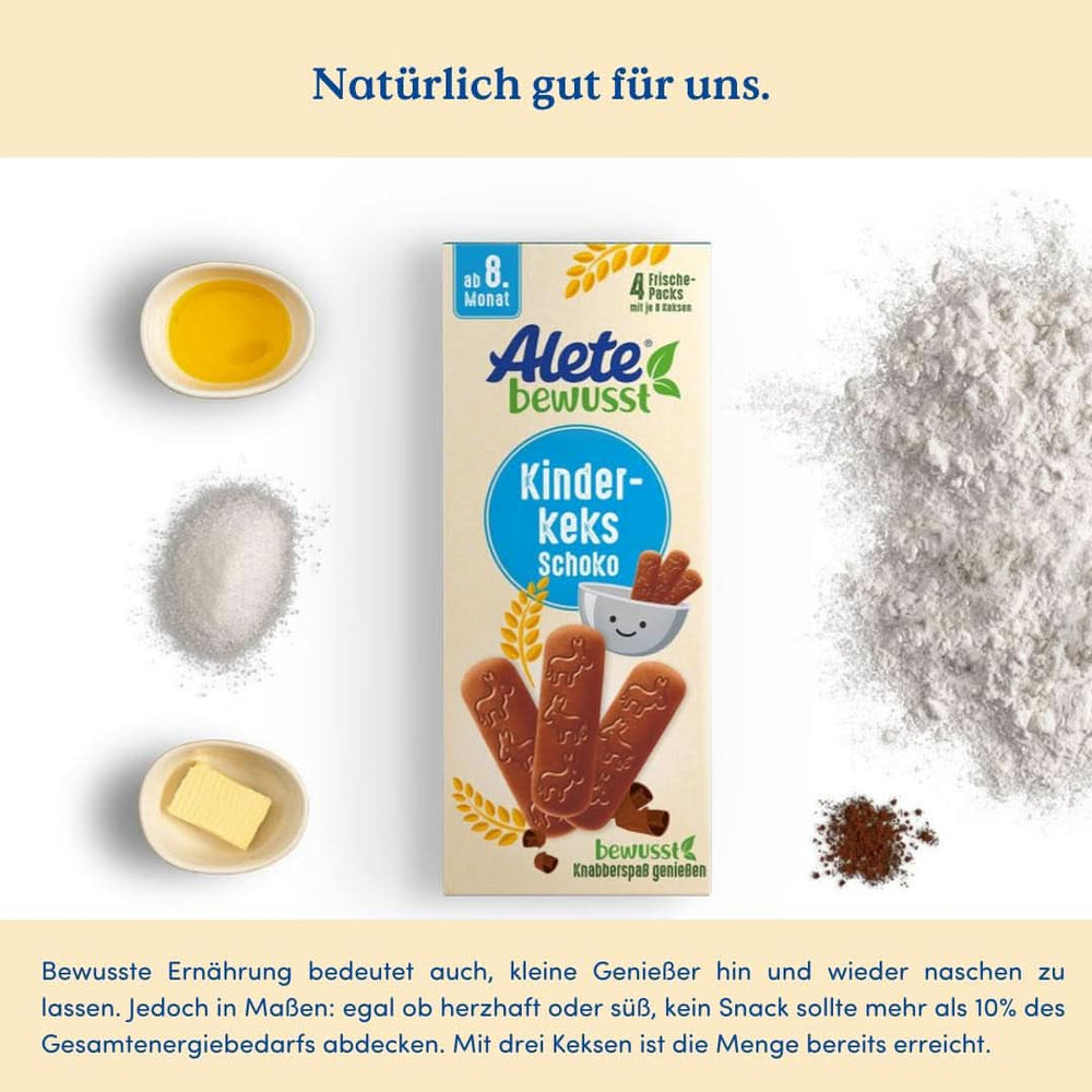 Alete consciemment Chocolat avec biscuits pour enfants, à partir du 8ème mois, Mère et Enfant Naty Shop