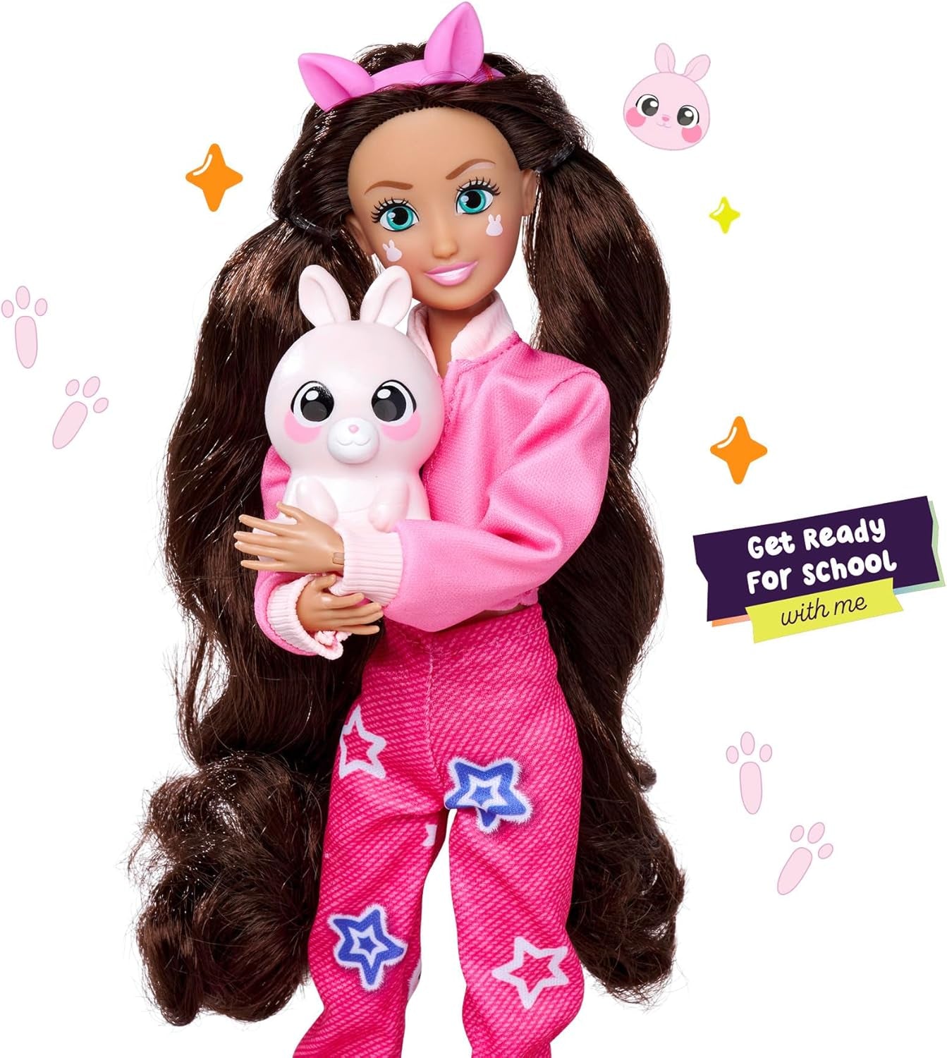 Simba 105953975 - Poupée Lucy Kawaii Hi Dress-Up (26 cm) - Poupée mannequin de coiffure articulée, poupée lapin aux cheveux longs et accessoires, jouet pour 4 ans et plus