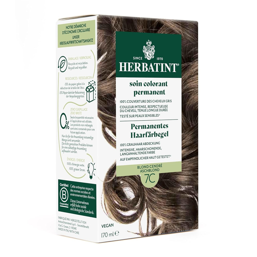 Gel colorant capillaire permanent 6N blond foncé - 170 ml I Sans ammoniaque, couverture à 100% des cheveux gris I Testé sur peaux sensibles, aux 8 extraits de plantes