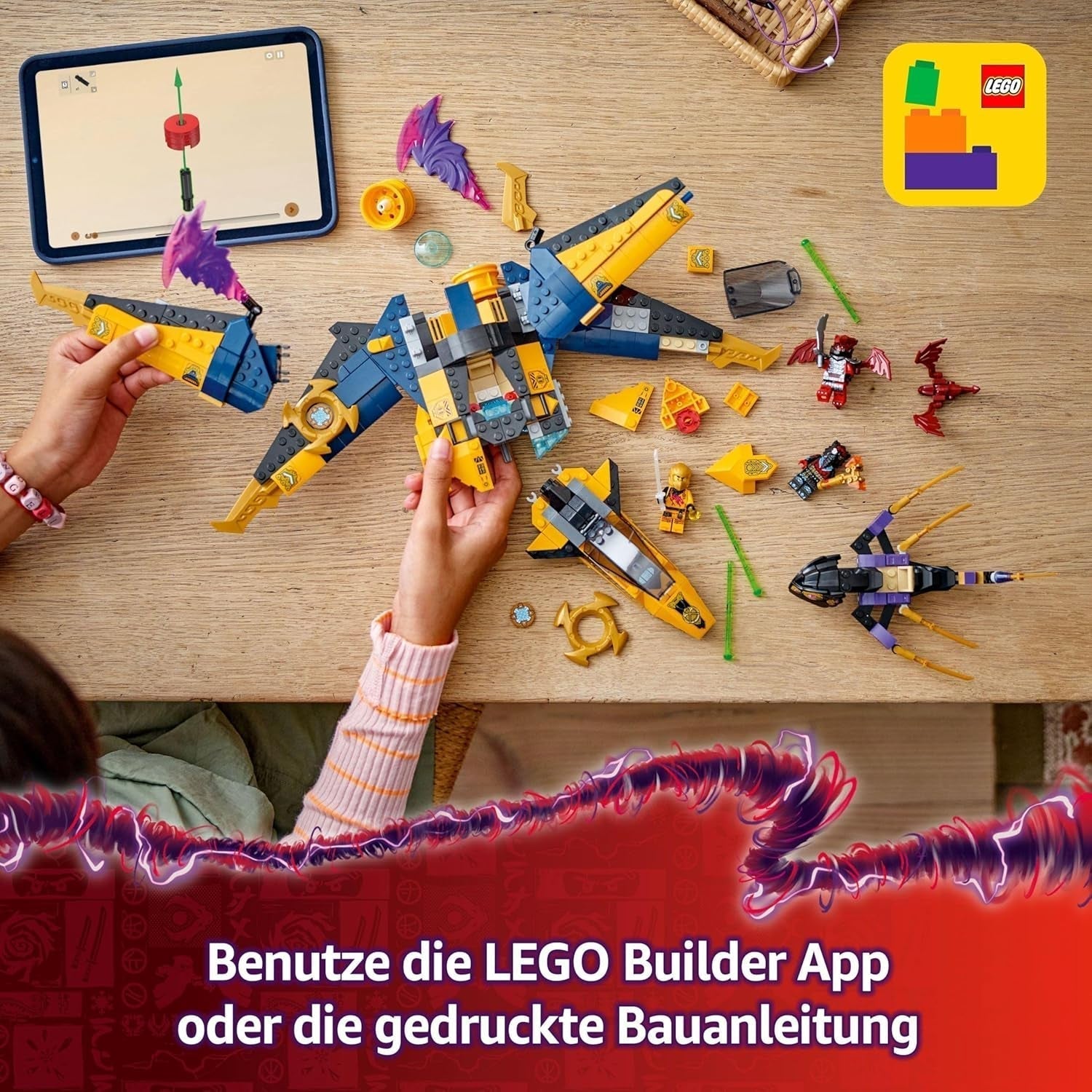 Le Super Storm Flyer LEGO NINJAGO de Ras et Arin - Jouet avec drone, tireurs, lames et moteurs - Incl. 3 figurines de jeu de rôle Ninja - jeu de construction pour garçons et filles à partir de 8 ans 71833 Jeux de construction Besuche den LEGO-Store