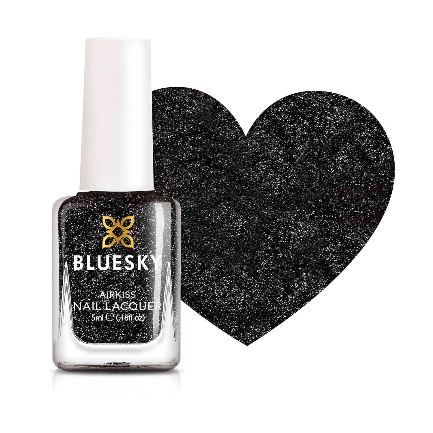 Bluesky Vernis à ongles pour enfants – Rockstar, paillettes noires, facile à enlever, non toxique, à base d'eau, sans odeur – Vernis à ongles gratuit pour enfants, 5 ml, lot de 1