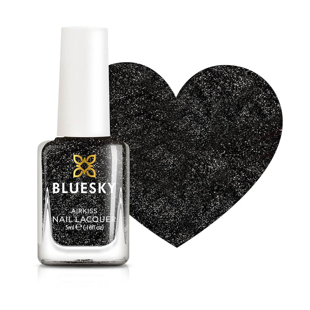Bluesky Vernis à ongles pour enfants – Rockstar, paillettes noires, facile à enlever, non toxique, à base d'eau, sans odeur – Vernis à ongles gratuit pour enfants, 5 ml, lot de 1