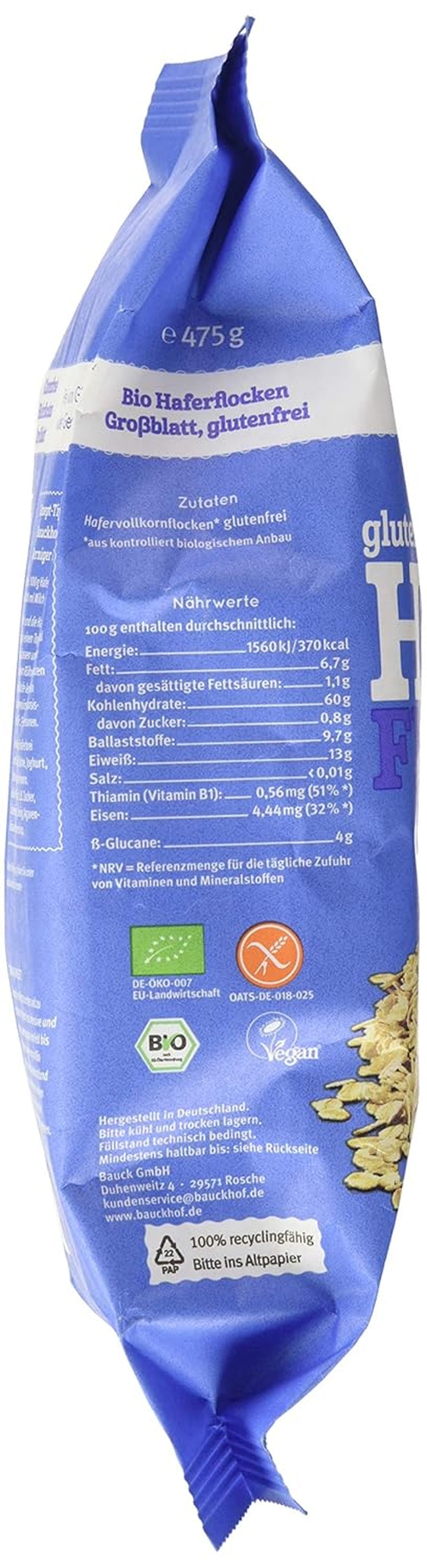 Flocons d'avoine Hof bio, 475 g
