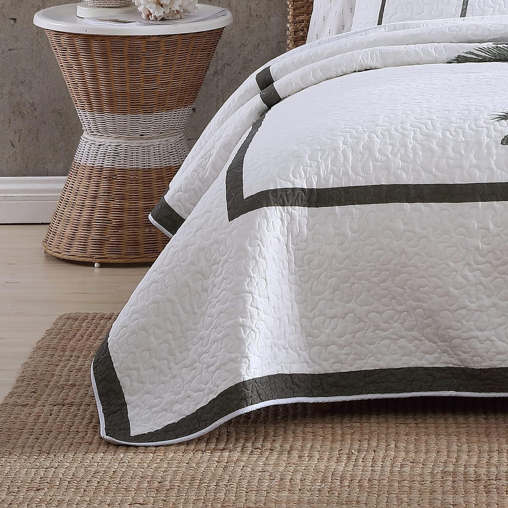 Tommy Bahama Collection Palm Island | Couette - 100% coton, réversible, douce et respirante, prélavée pour plus de douceur, lit king size, gris Couettes et couettes Naty Shop