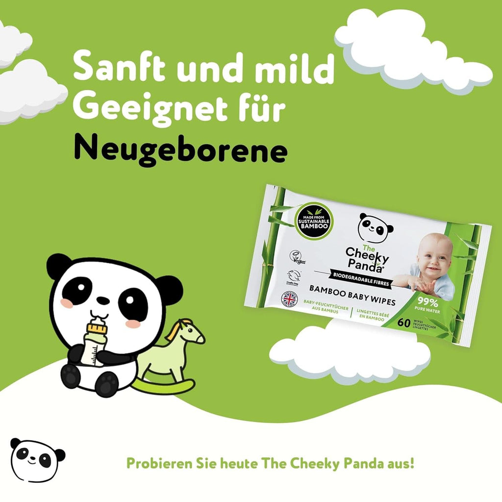 Șervețele umede pentru copii Cheeky Panda Bamboo, Delicate și moi, Primul kit pentru nou-născuți Servetele Umede Bebelusi Naty Shop