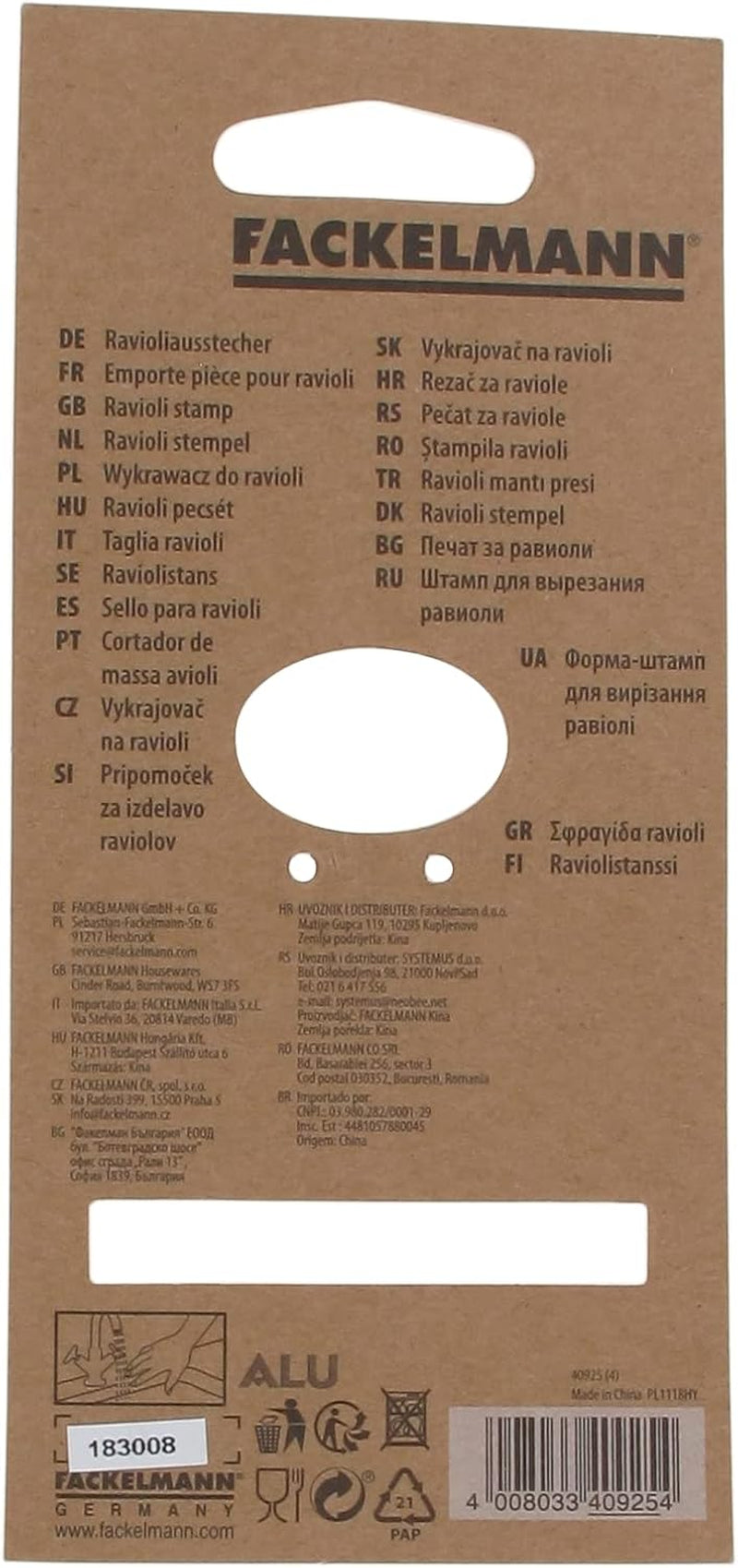 Fackelmann 40925 Moule à raviolis rond, 3,5 cm