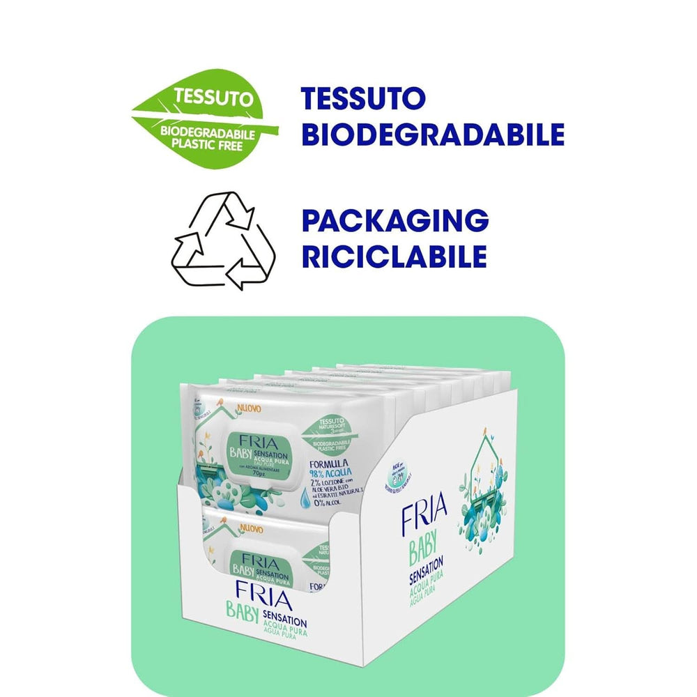 Lingettes à langer Baby Sensation à l'eau pure, formule à 98% d'eau purifiée avec effet nettoyant pour la peau, testées dermatologiquement, pack économique Lingettes humides pour bébé Naty Shop