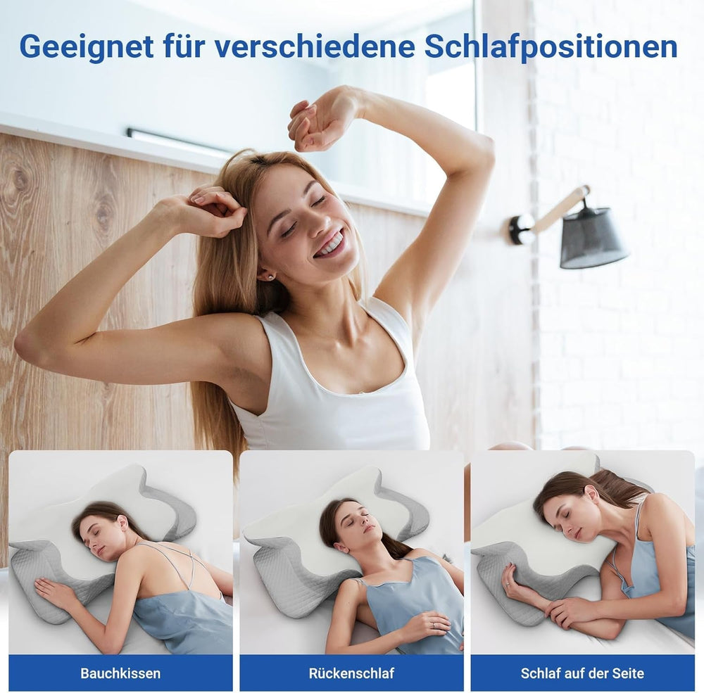 NVKHG Oreiller en mousse à mémoire de forme Oreiller ergonomique pour la nuque, oreiller en mousse à mémoire de forme pour dormir sur le côté, le dos et le ventre pour améliorer la qualité du sommeil, oreillers orthopédiques cervicaux 60X41X13/11Cm Naty Shop
