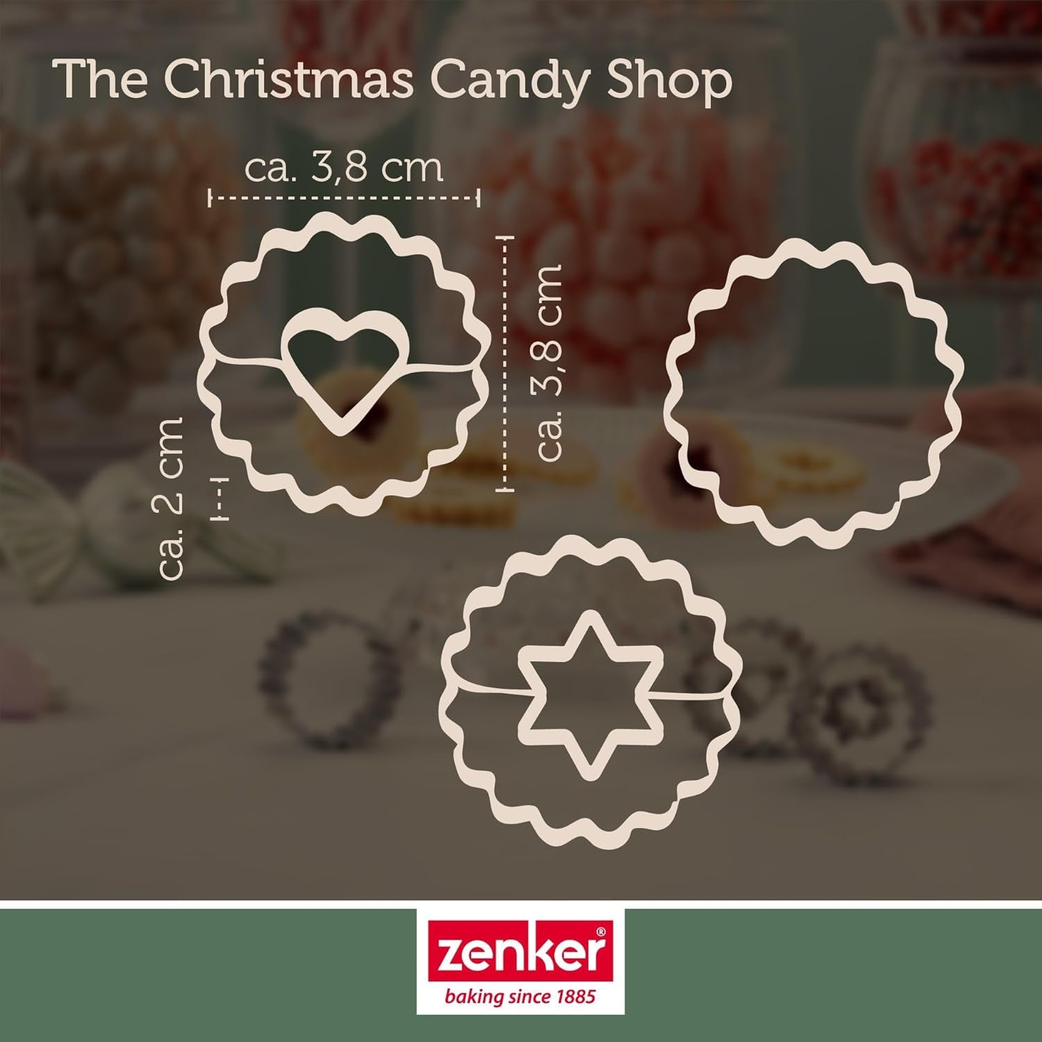 Zenker Ausstecher-Set Linzer Herz und Stern aus Edelstahl – Perfekt für Weihnachtskekse, 3-teilig, inkl. Geschenkverpackung, spülmaschinengeeignet und rustfrei – The Christmas Candy Shop