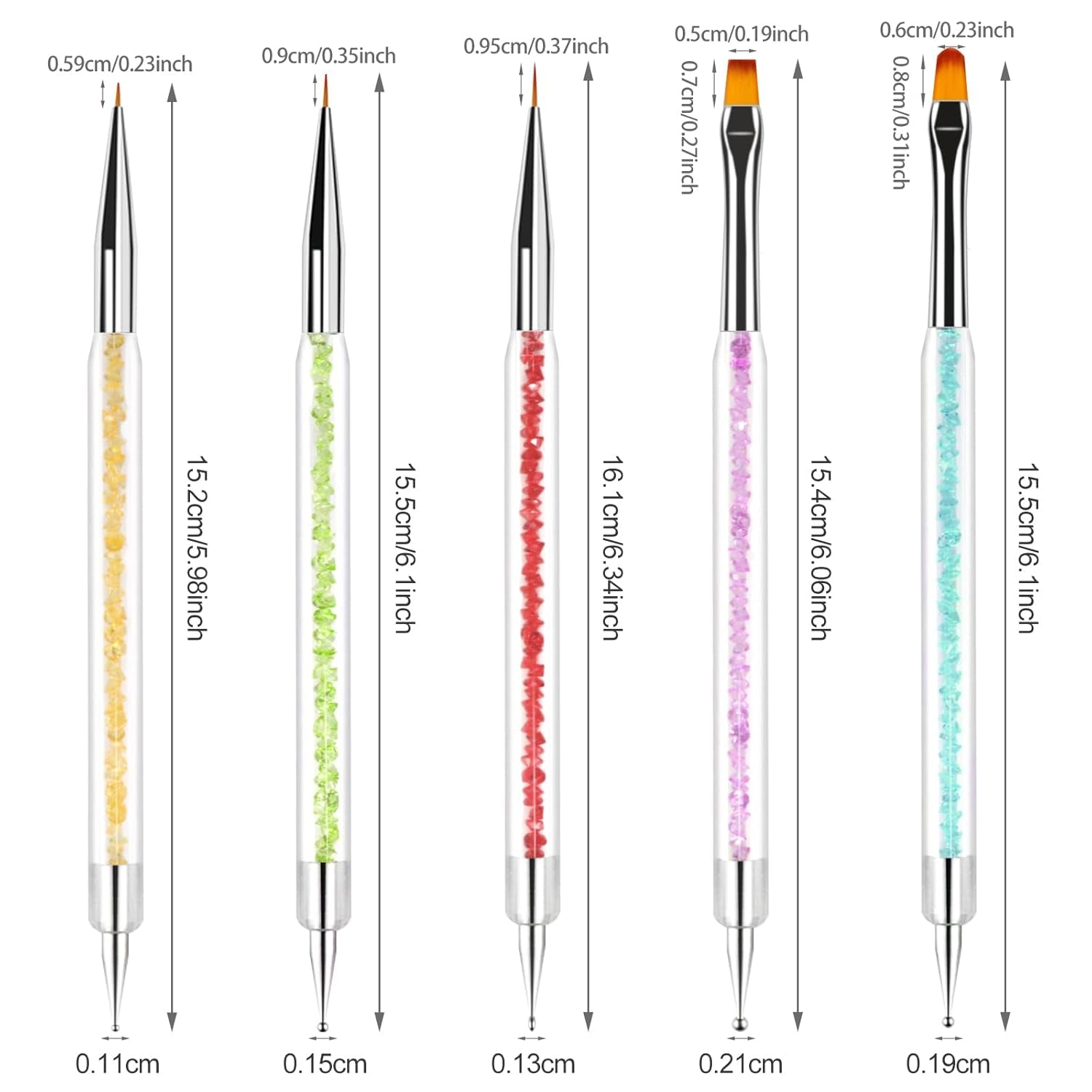 Sularpek 5 pcs Nagel Pinsel, Nageldesign Pinsel, Dotting Tool, Nail Art Liner Pinsel, Nagelverlängerung Gelpinsel, Nagelbürste for Punktierungen, Zeichnen, for DIY Nail Art Design