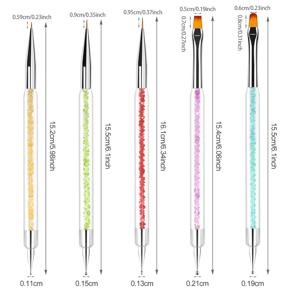 Sularpek 5 pcs Nagel Pinsel, Nageldesign Pinsel, Dotting Tool, Nail Art Liner Pinsel, Nagelverlängerung Gelpinsel, Nagelbürste for Punktierungen, Zeichnen, for DIY Nail Art Design