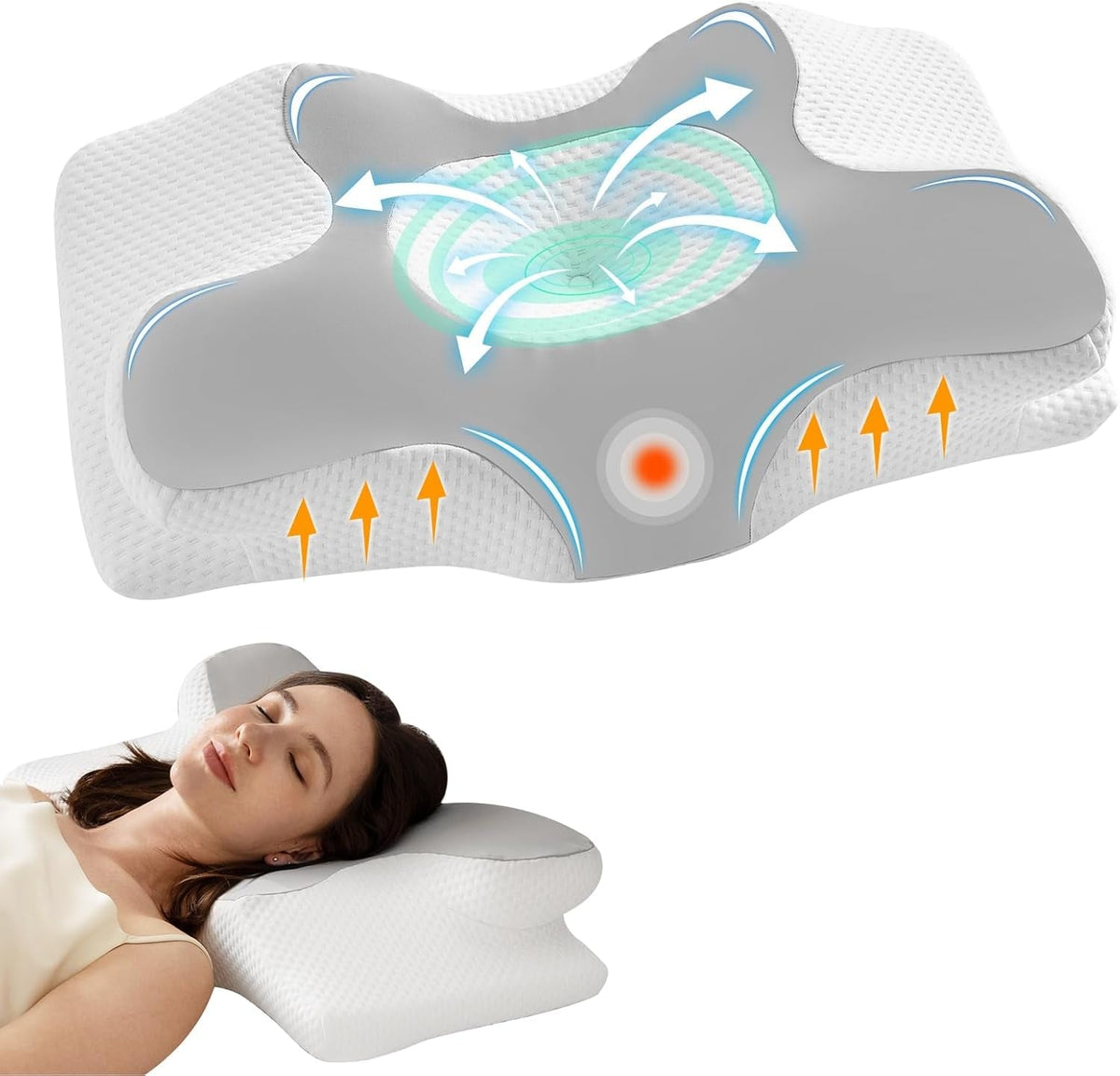 Homyrium Oreiller Cervical Ergonomique Oreiller Orthopédique Oreiller de Soutien du Cou en Mousse à Mémoire Oreiller Anti-Ronflement Oreiller pour Dormeur Latéral Oreiller pour Le Dos et Le Ventre Gris Oreillers Orthopédiques Cervicaux Naty Shop Gris