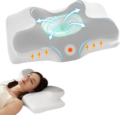 Homyrium Oreiller Cervical Ergonomique Oreiller Orthopédique Oreiller de Soutien du Cou en Mousse à Mémoire Oreiller Anti-Ronflement Oreiller pour Dormeur Latéral Oreiller pour Le Dos et Le Ventre Gris Oreillers Orthopédiques Cervicaux Naty Shop Gris