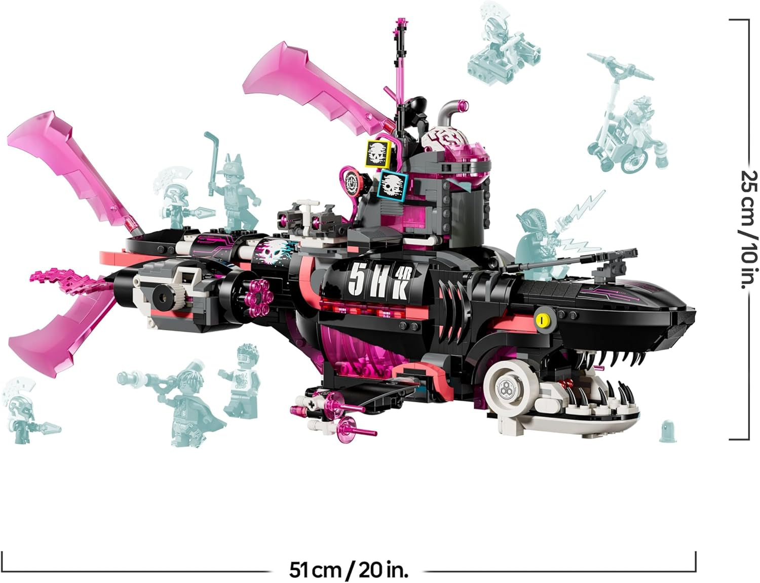 LEGO DREAMZzz Albtraumhai-U-Boot - Ensemble modulaire avec 2 Baumöglichkeiten, 2 abnehmbaren Fluggeräten et 5 Minifiguren, inkl. Mateo et Astrid - Cadeau pour filles et garçons à partir de 9 ans - 71500