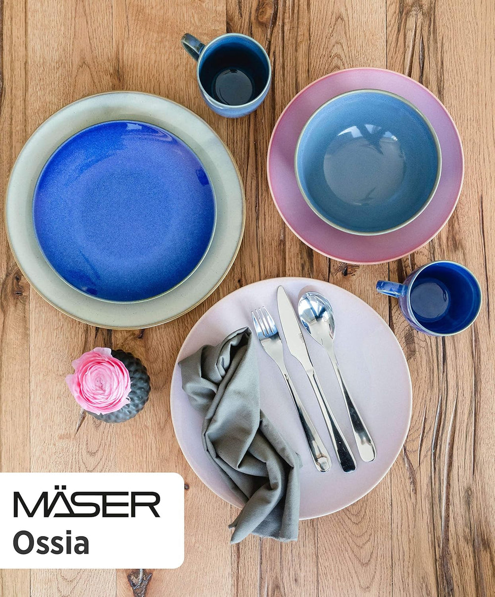 MÄSER 931734 Ossia, set de table pour 6 personnes au look méditerranéen vintage, service de table moderne à 12 étages avec accessoires et ustensiles de cuisine en sable gris, céramique, sable gris