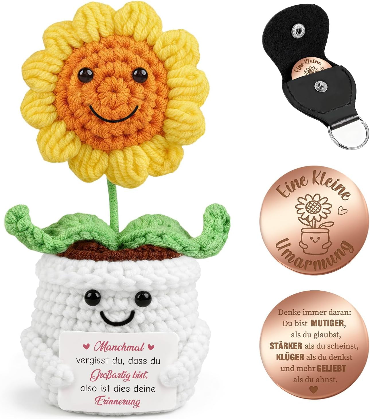 Abschiedsgeschenk Kollegin & Lehrerin Erzieherin - Pocket Hug Tulpen Blumen - Dankeschön Geschenk Für Rente, Jobwechsel & Abschied - Gehäkelte Blumen & Glücksbringer - Schlüsselanhänger