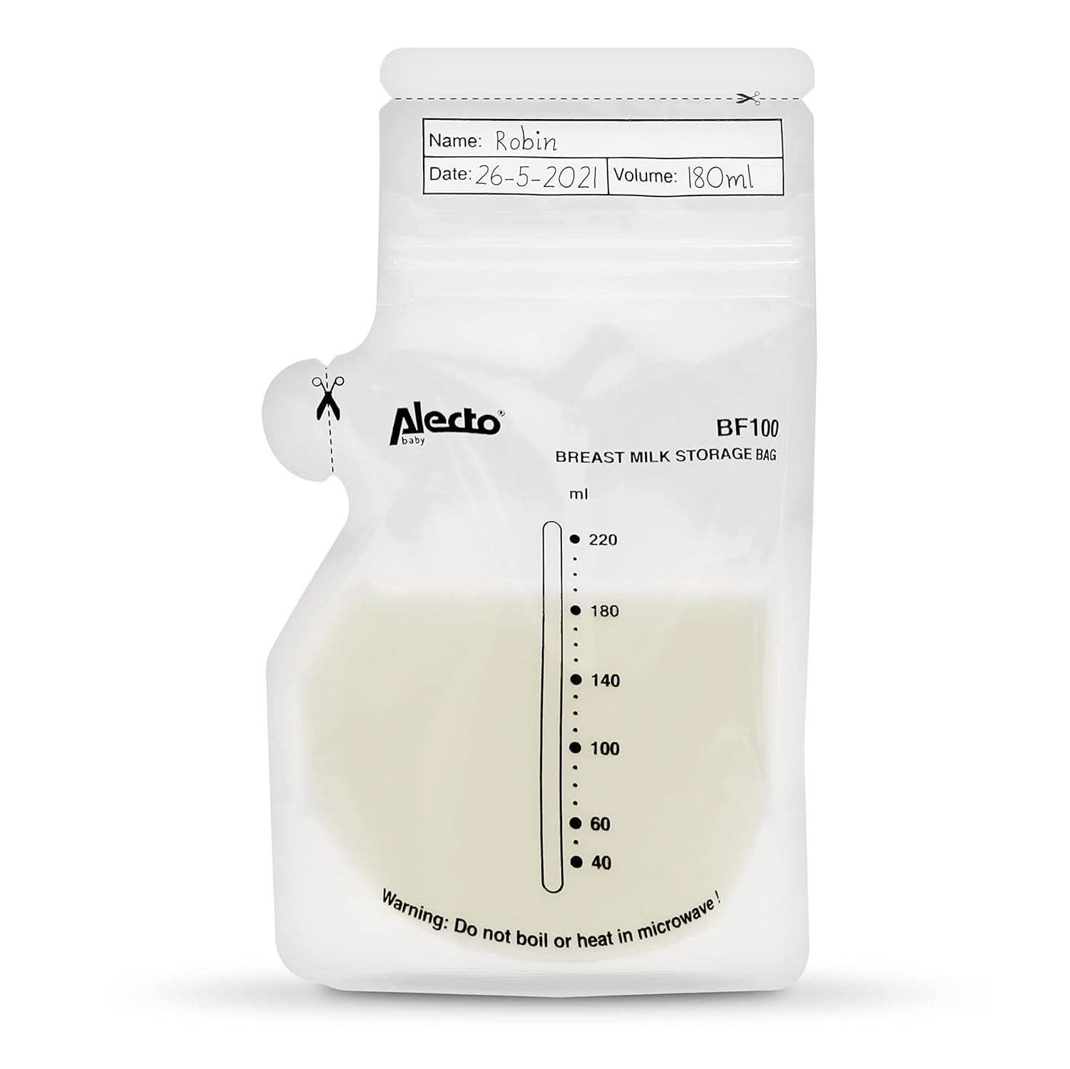 BF100 Sachet de conservation pour lait maternel - Sachet pour lait maternel - capacité 220 Ml - 100 pièces - Transparent Accessoires Alimentaire et Allaitement Bebe Naty Shop