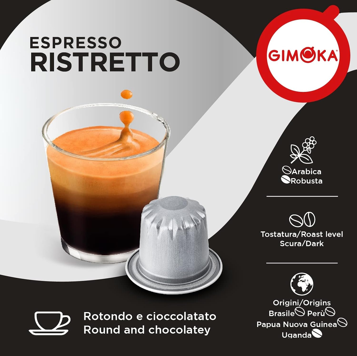Gimoka Kaffeekapseln Espresso Ristretto, Intensität 11/13-100 Kapsel aus Aluminium - Compatible avec Nespresso* Haushalts-Espressomaschinen - 100 Stück (10 x 10 Getränke) - Hergestellt en Italien