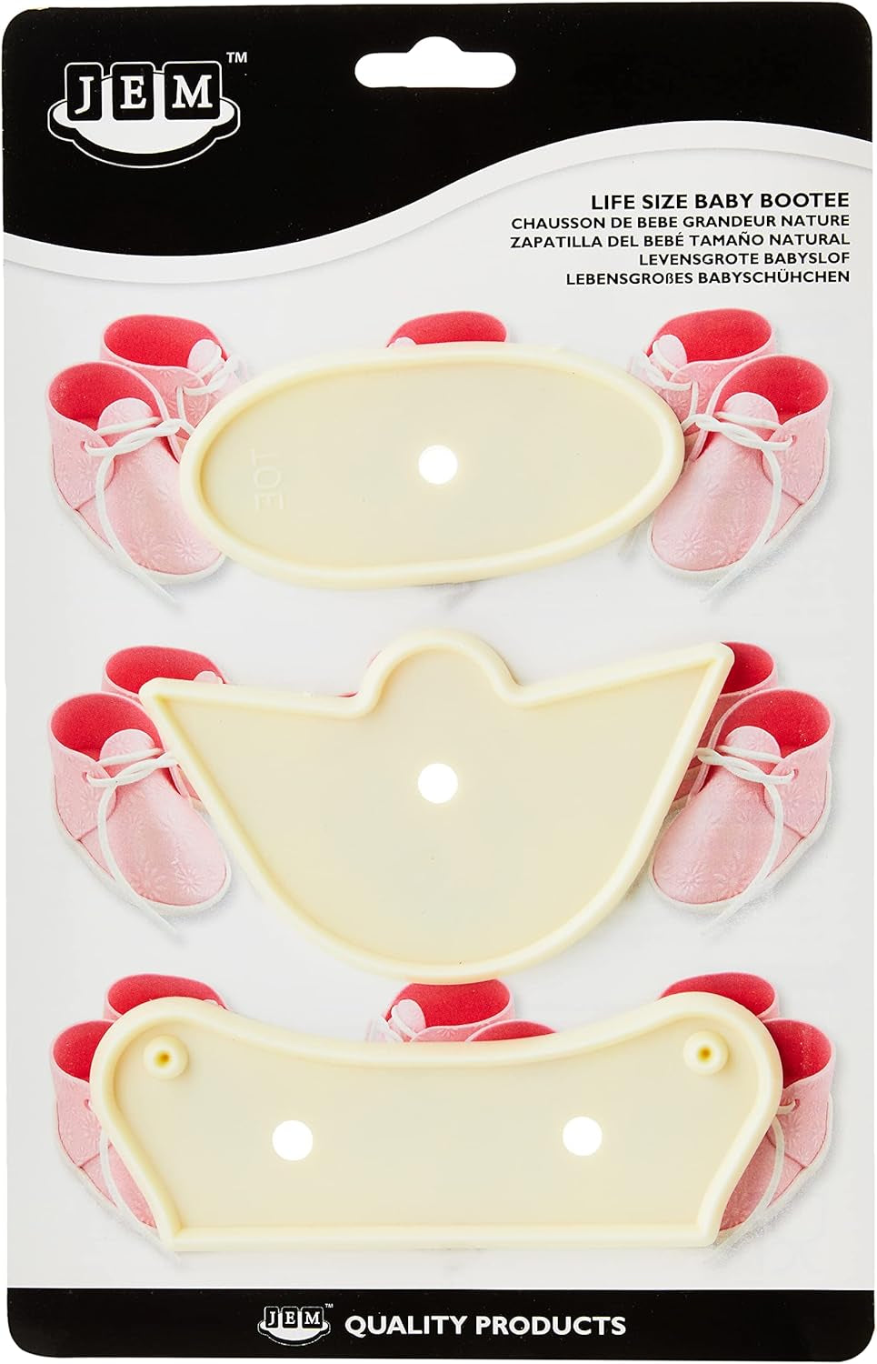 100C008 Moules à biscuits Jem grandeur nature, plastique assorti, ivoire, 18 x 1 x 28 cm, paquet de 3